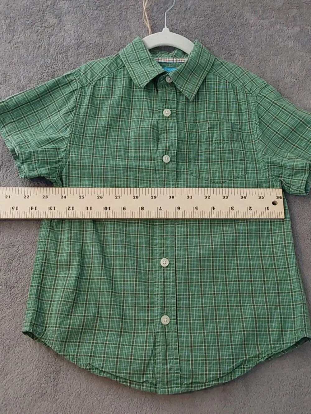 The Children’s Place Boys Green Plaid Button Front Shirt Size 4 XS